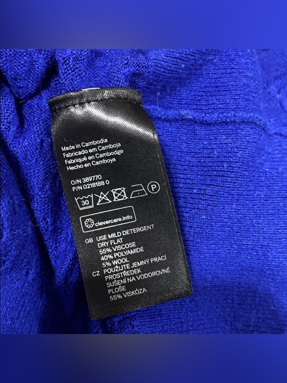 Cobalt Royal Blue Puff Sleeve Ribbed Knit Top H&M XS Quiet Luxury - Picture 8 of 10